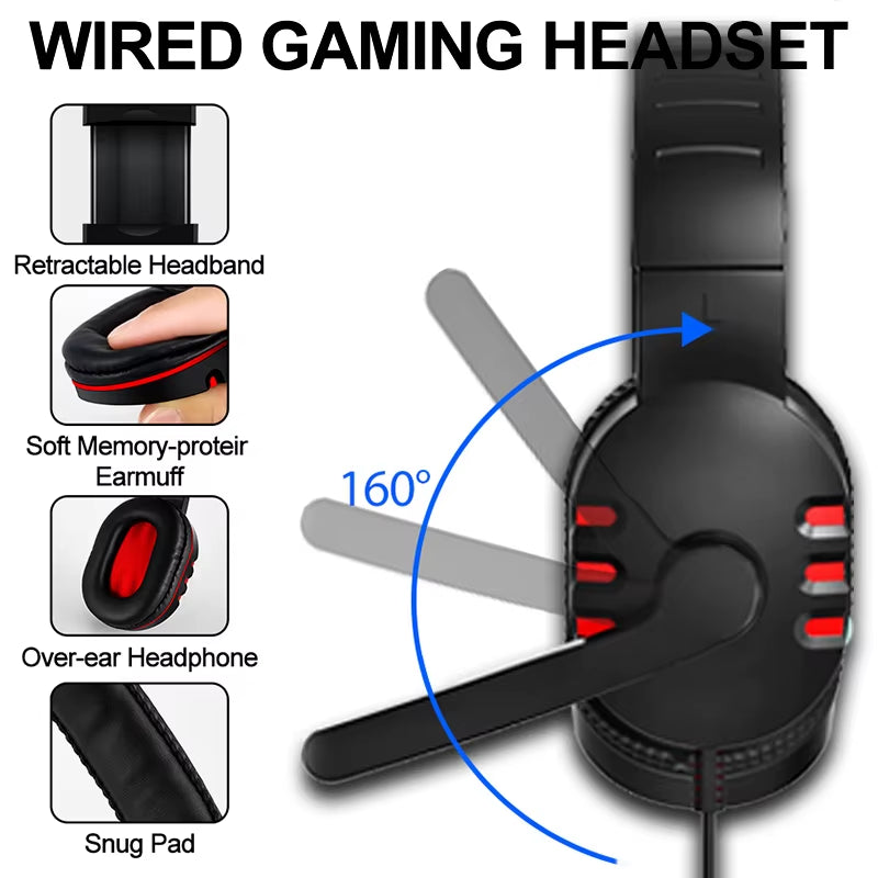 Esports Set 4 in 1 Kit Wired RGB Backlit Gaming Keyboard and Mouse Headset Combo,Rainbow LED Backlit Wired Keyboard for Gamer