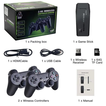 Game Console,20,000 Classic Video Games,Game Stick with Builtin15 Emulators,Plug and Play Video Games for Tv 4K,Dual 2.4G Wirele