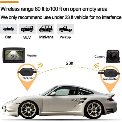 Wireless Car Reversing Backup Camera 4.3 Inch Vehicle Rear View Monitor Mirror Parking Kit
