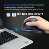 F35 Wireless Mouse Vertical Rechargeable Ergonomic Mouse 2400 DPI Optical Gaming Mice for Gamer Computer Laptop PC Mac IOS