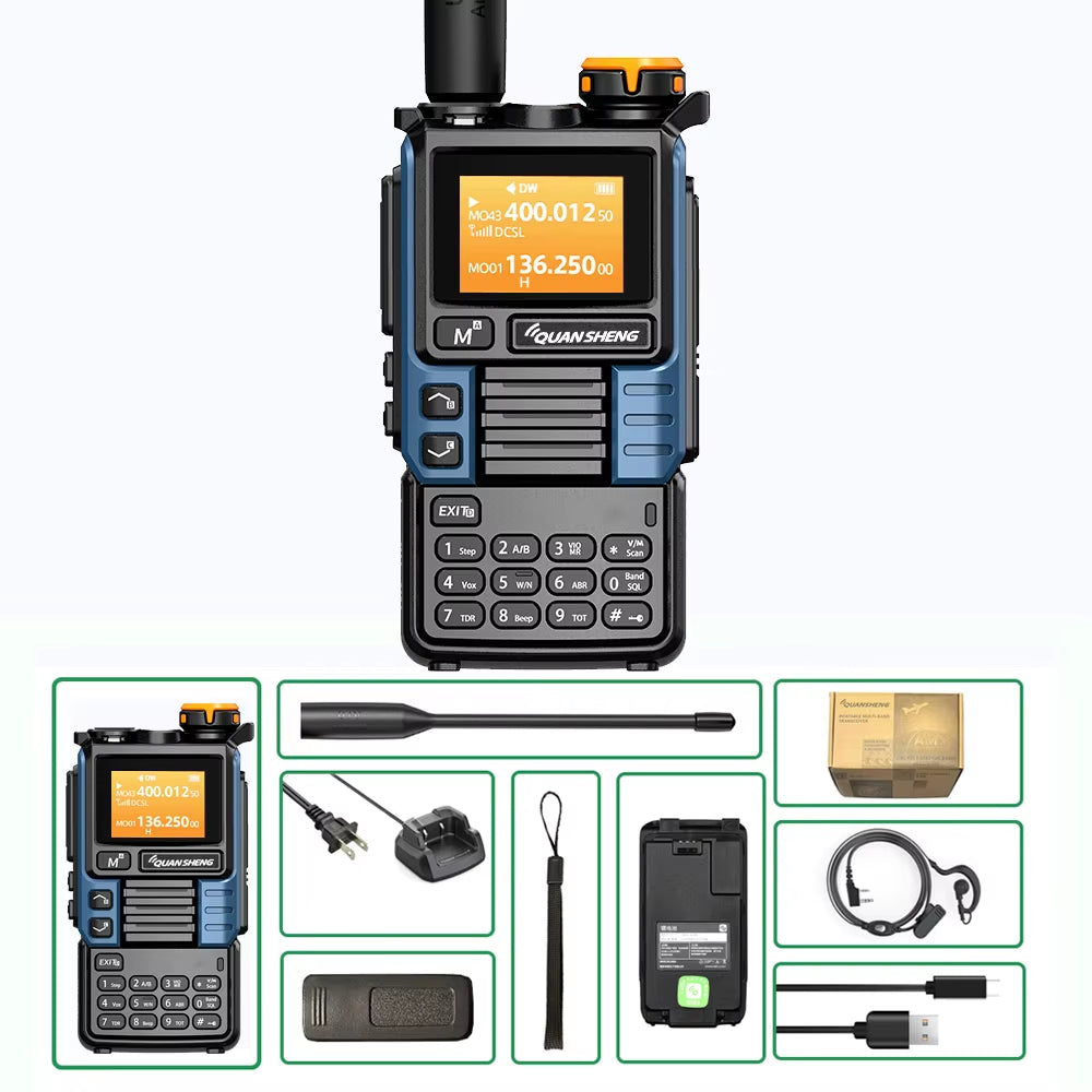 UVK5(99) AM/FM/DTMF Walkie-Talkie 200CH 20-1000MHZ Walkie-Talkie NOAA Weather Forecast with Flash Copy Frequency Tpye-C LCD Disp