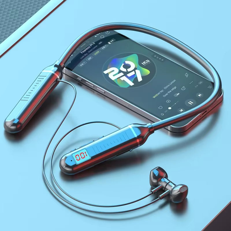 K58 Wireless Earphones Bluetooth 5.3 Neckband Headphones Gaming LED Display HIFI Headset Sports TWS Earbuds with Mic TF Card