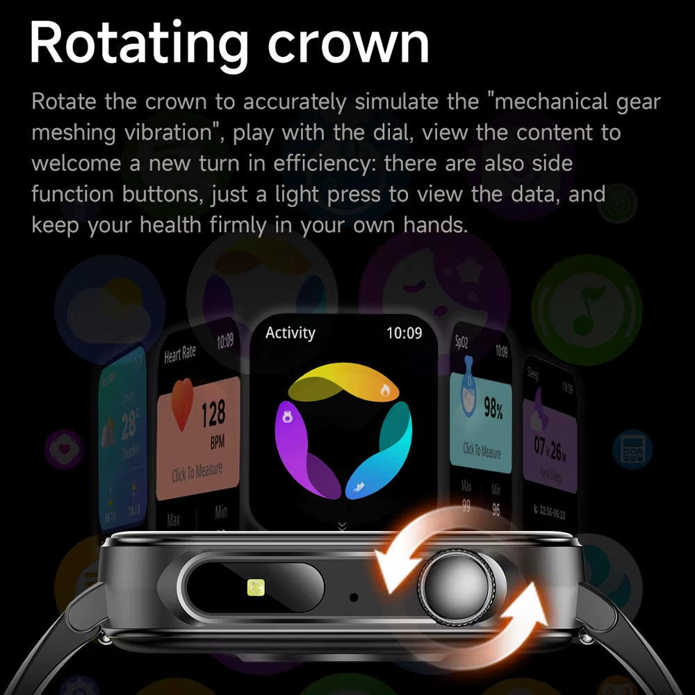 New Type-C Charging Bluetooth Call Smart Watch 1.83‘’ HD Full Screen Touch Flashlight 100+ Sports Mode Waterproof Smartwatch