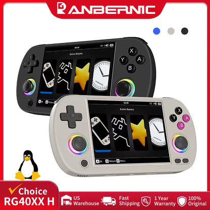 RG40XX H Handheld Games Console 4.0" IPS Screen Linux 64-Bit Multicolor LED Lights Retro Gaming Console over 5000 Games