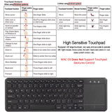 2.4Ghz Ultra Thin Wireless Touch Keyboard with Multi-Touch Touchpad for Windows 10/7 Android TV BOX Notebook Laptop Smart TV