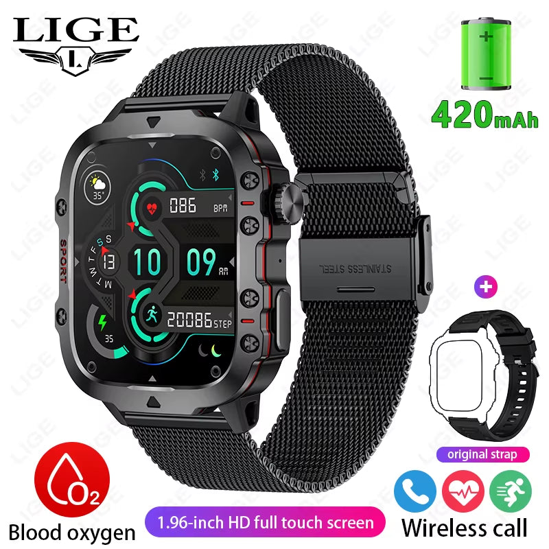 2024 New for Xiaomi Military Smart Watch Men IP68 5ATM Outdoor Sports Fitness Tracker Health Monitor 1.96" BT Call Smartwatch