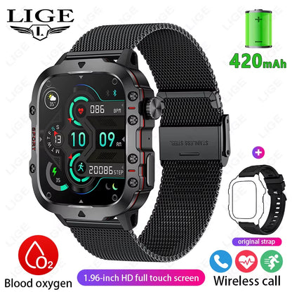 2024 New for Xiaomi Military Smart Watch Men IP68 5ATM Outdoor Sports Fitness Tracker Health Monitor 1.96" BT Call Smartwatch