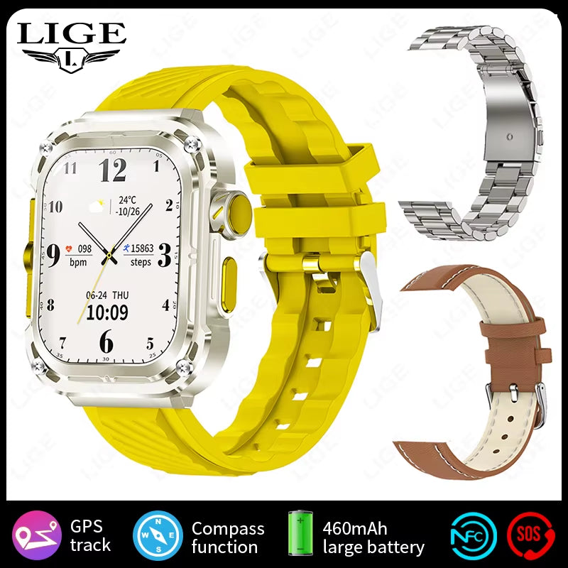 2025 New 2.1" Ultra HD NFC Voice Call Smart Watch Men Compass GPS Track 460Mah Battery Waterproof Watches for HUAWEI Xiaomi