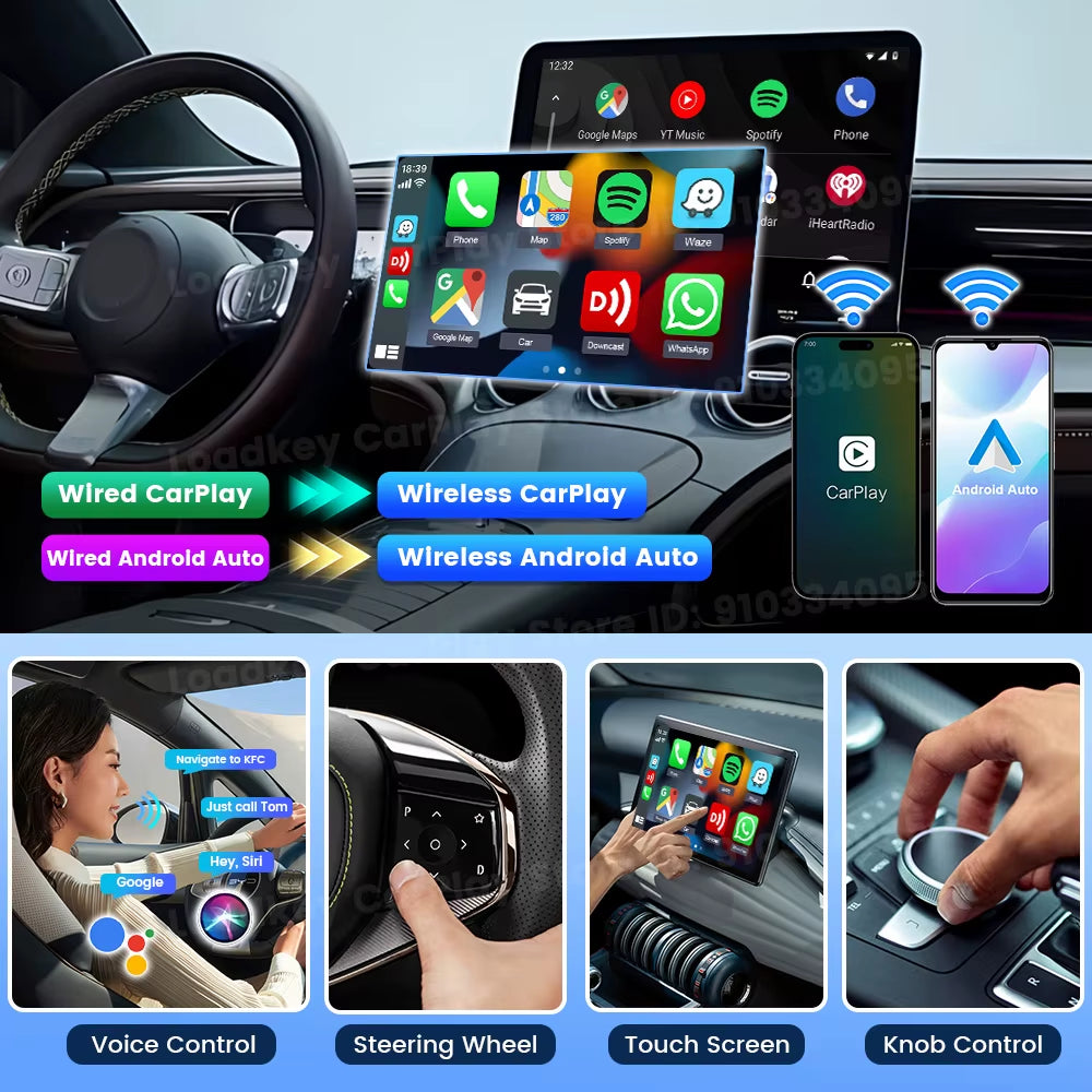 New  Android Auto Wireless Adapter Mini Box Smart Tv Box Carplay Android Auto 2 In1 Fast Connect for Toyota Mazda Audi