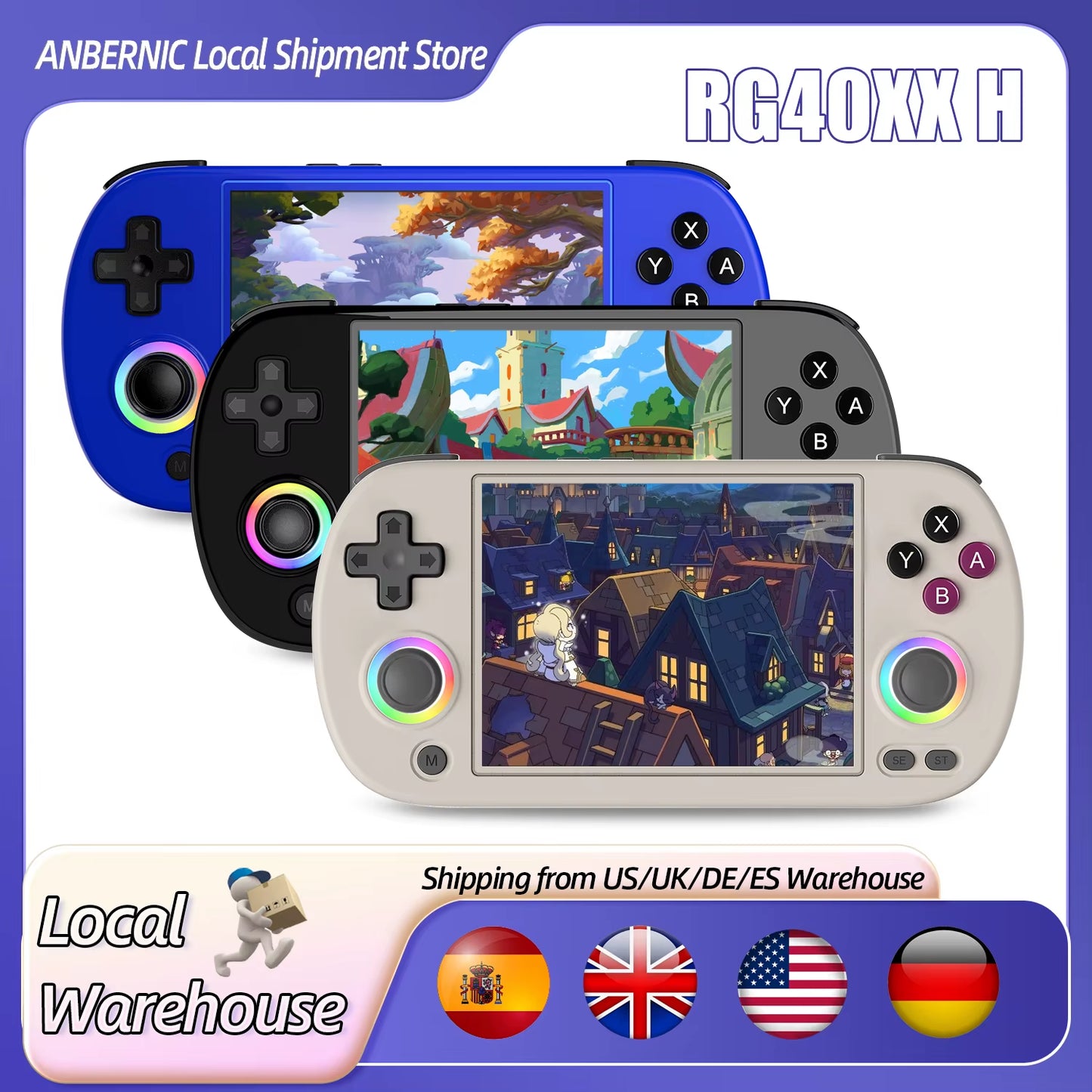 RG40XX H Retro Handheld Game Console 4.0 Inch IPS Screen Linux System Built-In 64G TF Card 5488 Games Support HD-TV Out