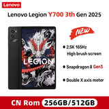 Legion Y700 Gen 3 2025 Gaming Tablet Snapdragon 8 8.8" LCD Screen 165Hz 6550 Mah 256GB 512GB RAM Battery Android 14