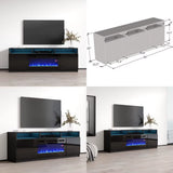 Modern Electric Fireplace TV Stand with High Gloss Finish and Storage Cabinets - 63 Inch Entertainment Center for Living Room