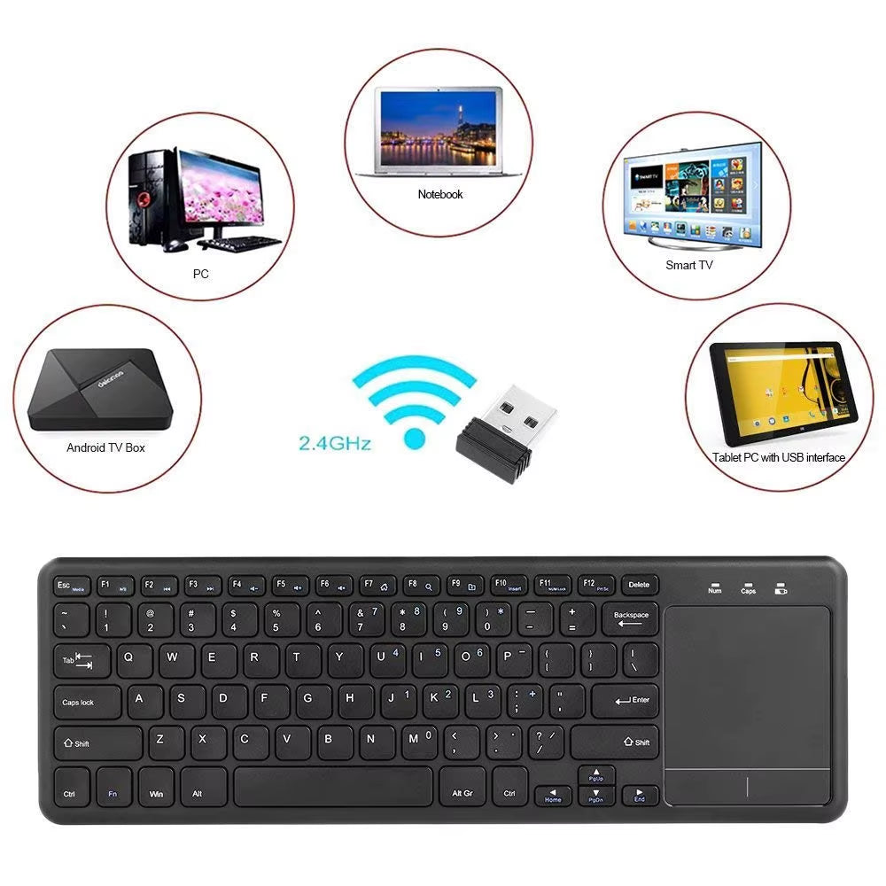 2.4Ghz Ultra Thin Wireless Touch Keyboard with Multi-Touch Touchpad for Windows 10/7 Android TV BOX Notebook Laptop Smart TV