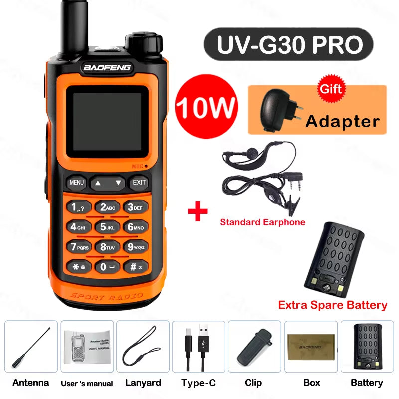 2026  UV-G30 Pro Walkie Talkie Long Range Portable 1000 Channel Ham FM Radios UHF VHF USB-C Charge 2-Way Radio Waterproof