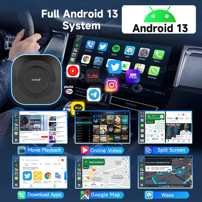 Android 13 Tv Box Carplay Android Auto 8 Core Wired to Wireless Adapter for Netflix Spotify Youtube Car Accessories