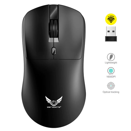2.4G Wireless Mouse Ergonomic Adjustable 800-1200-1600 DPI Lightweight Rechargeable Office Gaming Mice for Pc/Laptop/Macbook Pro