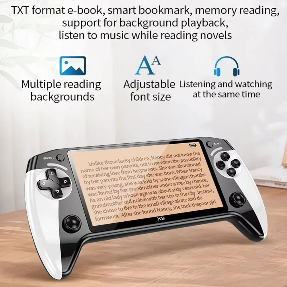 X9 Handheld Game Console Built-In 9 Classic Game Emulators 5.5Inch Screen 1500Mah 360° Non-Slip Joystick Retro Video Game Player