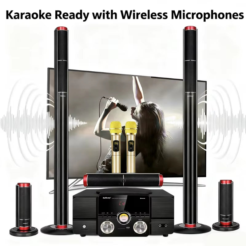 5.1 Home Theater Set 200W Peak Sound Box 8Ω Hifi Bluetooth Speaker 3-Way 3 Inch Active Audio Coaxial Optical USB for Home KTV