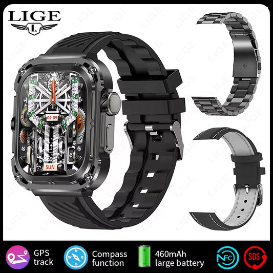 2025 New 2.1" Ultra HD NFC Voice Call Smart Watch Men Compass GPS Track 460Mah Battery Waterproof Watches for HUAWEI Xiaomi