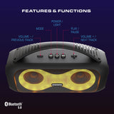Portable Bluetooth Speaker with LED Lights and Carrying Handle, Black