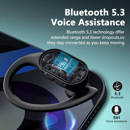 T68 Deep Bass Wireless Earbuds Bluetooth 5.3 TWS Earphones In-Ear LED Display Waterproof True Earphones for Work Gym Sports