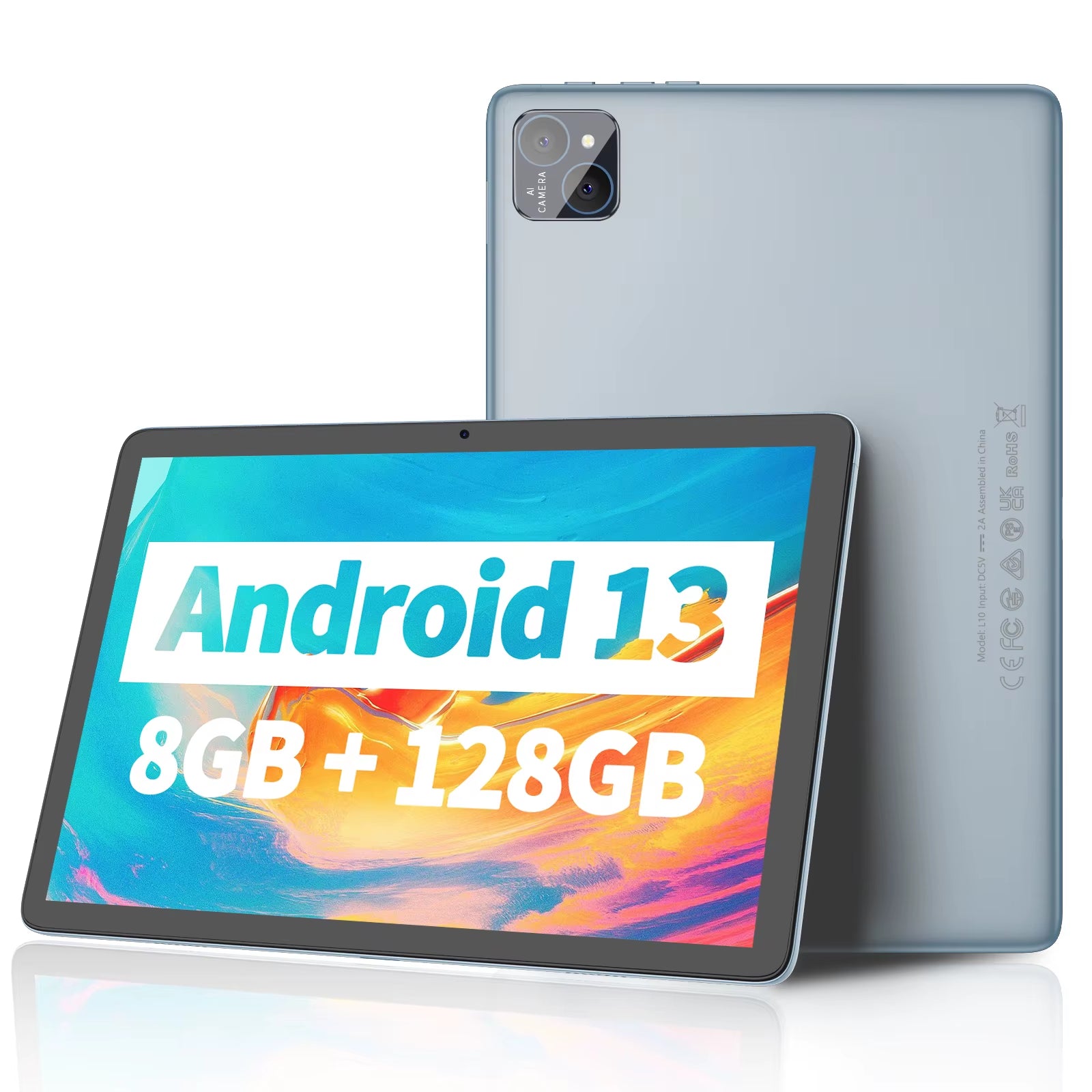 Android 14 Tablet 10.1 Inch, 8GB(4+4 Expand) RAM + 128GB ROM, Octa Core, 5G Wifi, with Keyboard, Mouse, Case