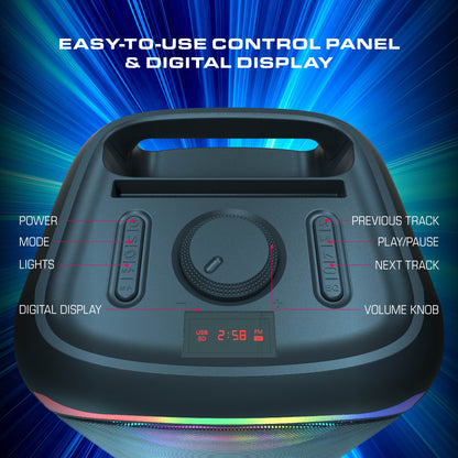 Sonic Bass V4 Portable Bluetooth Speaker – Wireless Party Speaker with Deep Bass, Karaoke Speaker with Microphone Port, LED Lights, Outdoor Portable Rechargeable Speaker