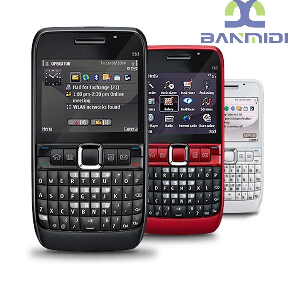 Original E63 Mobile Cell Phone GSM 3G Unlocked Wifi 2MP 240P Cellphone English Hebrew Russian Arabic Keyboard. Made in Finland