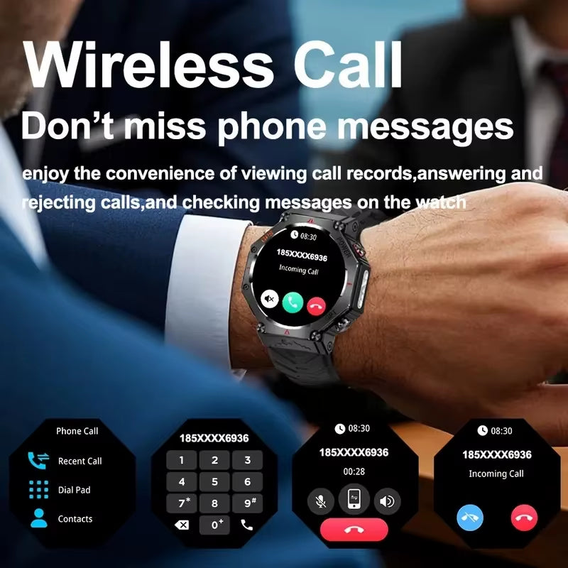 GPS Smart Watch Men Built-In GPS Bluetooth Call AI GPT Fitness Tracker Waterproof Military Sports Smartwatch for Men