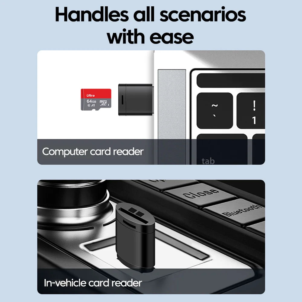 USB2.0 Mini Micro SD Card High Speed Memory Card Reader with TF Card Slot Max Compatible 2TB Portable Memory Card Reader Adapter