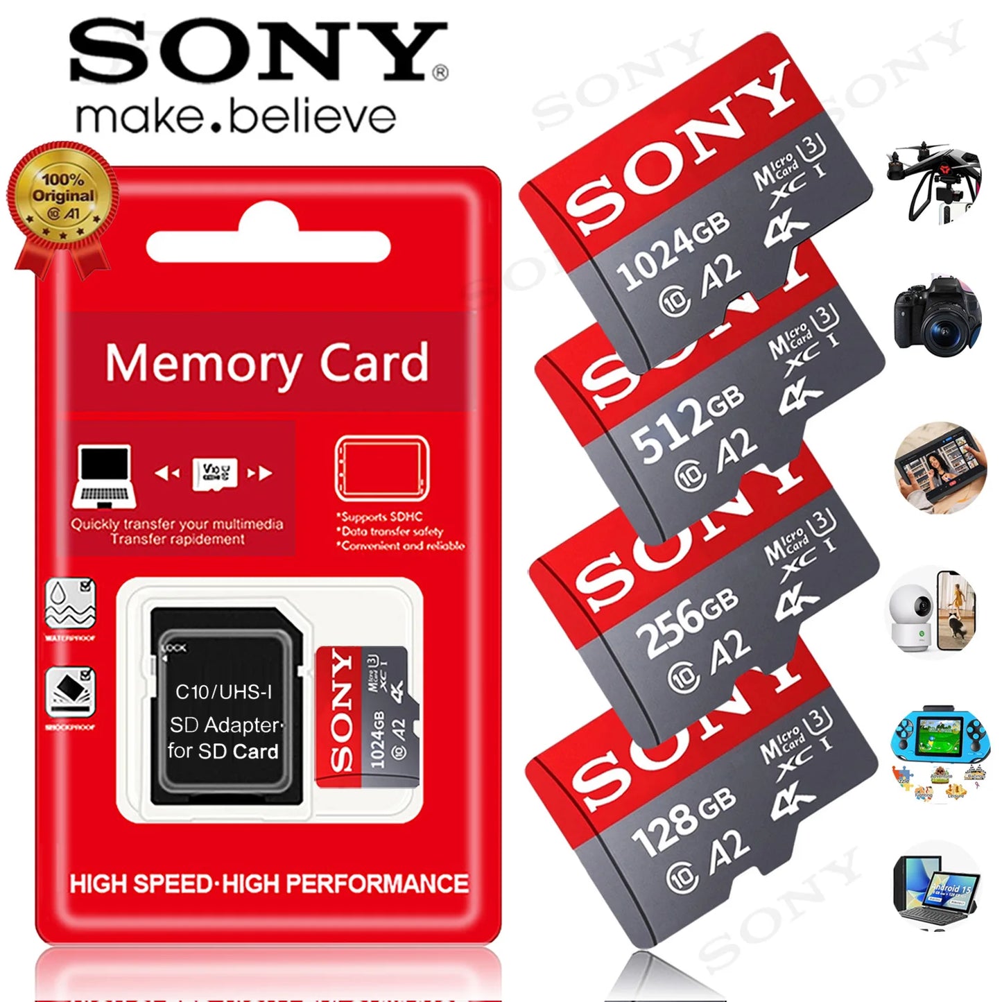 SD Memory Card Extreme Micro TF SD Card 1TB 512GB 128GB 256GB U3 V30 4K Full Memory Flash Cards for Phone Computer Camera