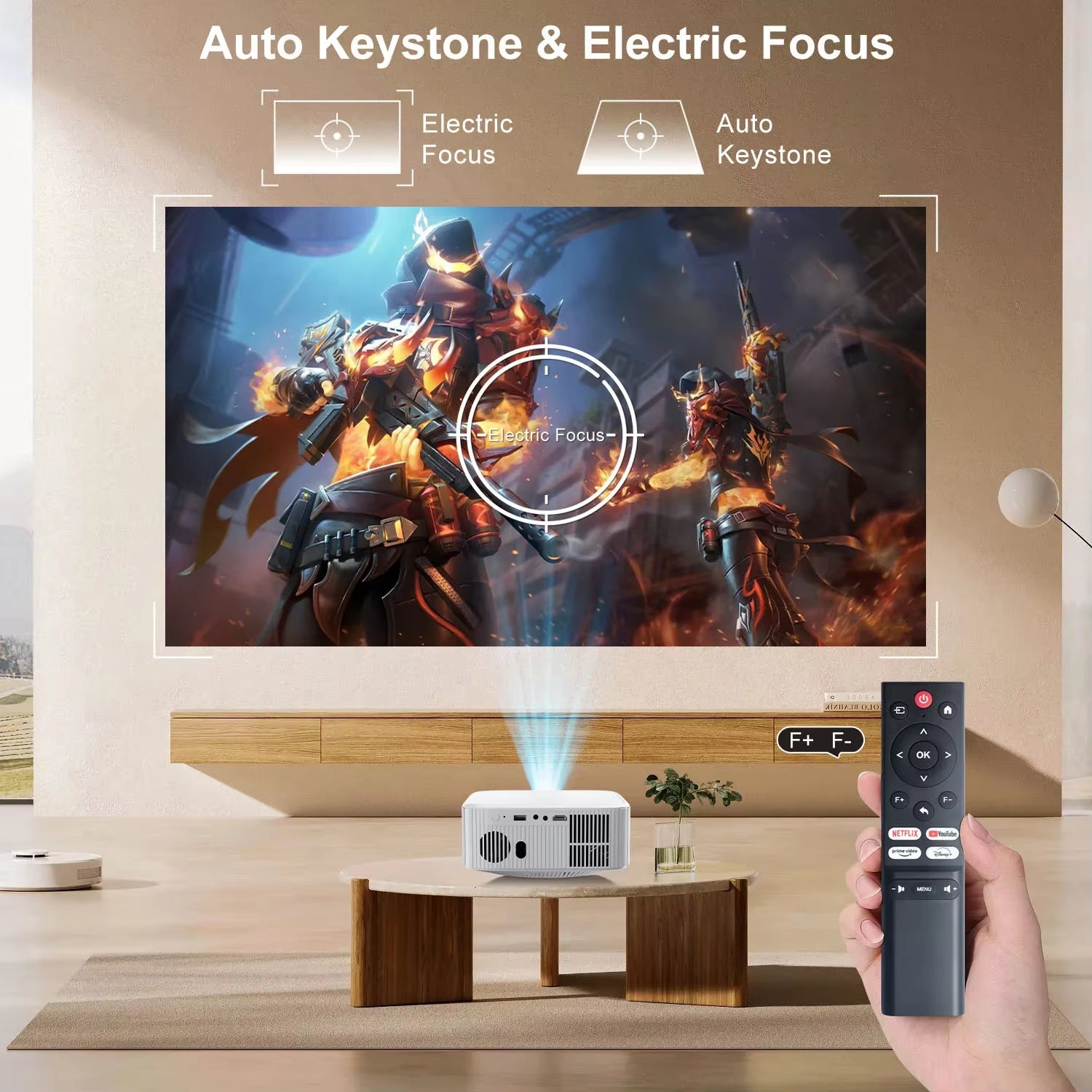 P92MAX Android13 Smart Projector Netflix Officially Licensed HD 1080P BT5.2 Wifi 12000L Elec Focus Auto Keyston 4K Movie