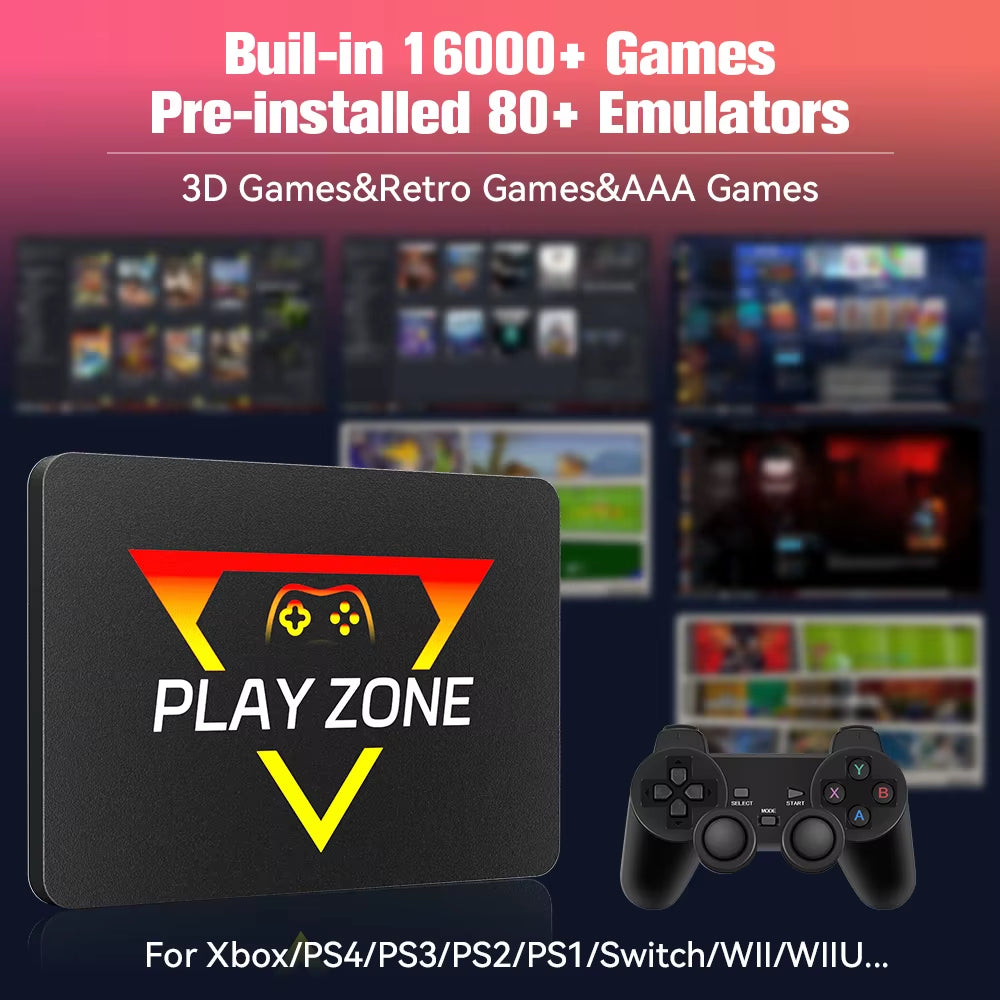 Playzone 1TB Retro Game SSD for Ps5/Xbox/Switch/Ps4/Ps3 Portable Emulator Consoles with 16000+ Games Plug&Play for Win Pc/Laptop