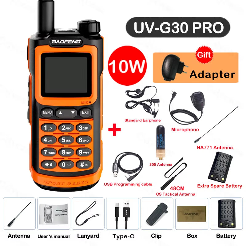 2026  UV-G30 Pro Walkie Talkie Long Range Portable 1000 Channel Ham FM Radios UHF VHF USB-C Charge 2-Way Radio Waterproof