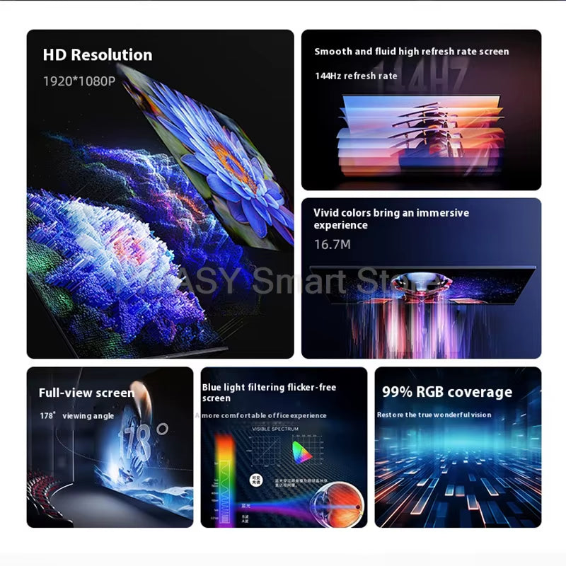23.8 Inch 144Hz High Refresh Rate IPS Borderless Gaming Monitor 5Ms 99% RGB Gamut 178° View Angle with RGB Lighting Backshell
