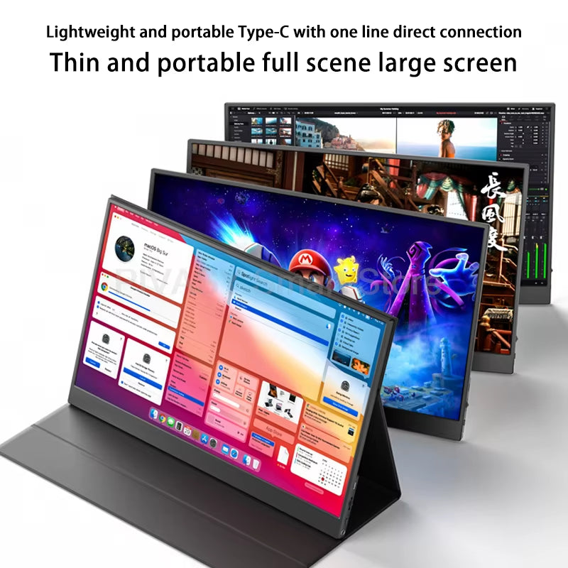15.6 Inch Portable Monitor IPS HD 1080P PC Secondary Screen Car Expansion Screen Switch External Display 60Hz Refresh 6Ms 250Nit