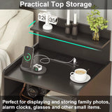 Modern LED Nightstand with Charging Station, 2 Drawers, USB Ports & RGB Lights - Black
