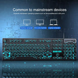 EWEADN Typewriter Gaming Keyboard, 104 Keys, Retro Punk round Keycaps, Blue Backlight, USB Wired, for Windows Pc/Laptop