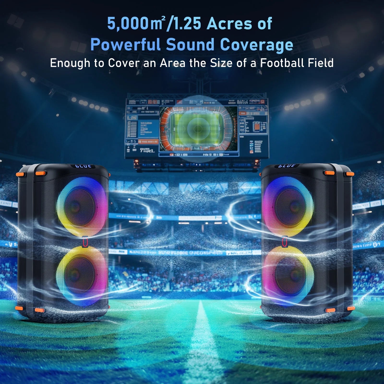Bluetooth Speaker, Home Singing Portable Party Speaker with 2 Microphones, Dual 6.5'' Subwoofer Deep Bass, Rgb Lights, T27-T