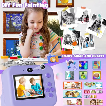 Children'S Digital Instant Print Camera - Educational Thermal Instant Print Camera with 32G Card and 1080P Video Functionality