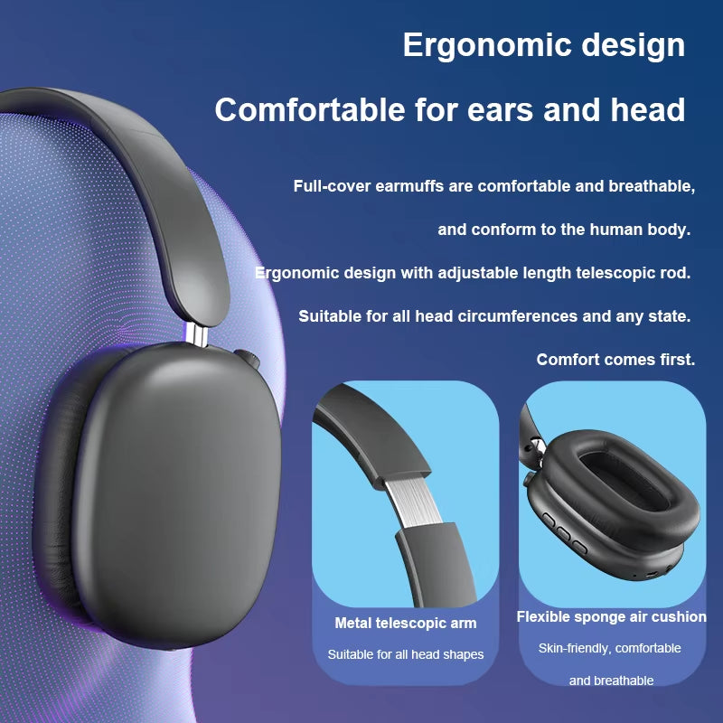 Newest ANC Max Bluetooth Headphone Active Noise Cancelling Wireless Earphone over Ear Games Headphones ENC HD Mic Stereo Headset