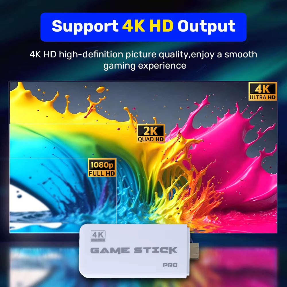 M15 Game Stick 64G Video Game Console 4K UHD Output with 30000+ Retro Games for PS1/MAME/SNES with Wireless Controllers