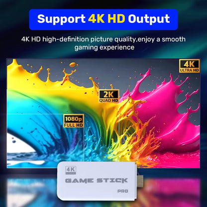 M15 Game Stick 64G Video Game Console 4K UHD Output with 30000+ Retro Games for PS1/MAME/SNES with Wireless Controllers