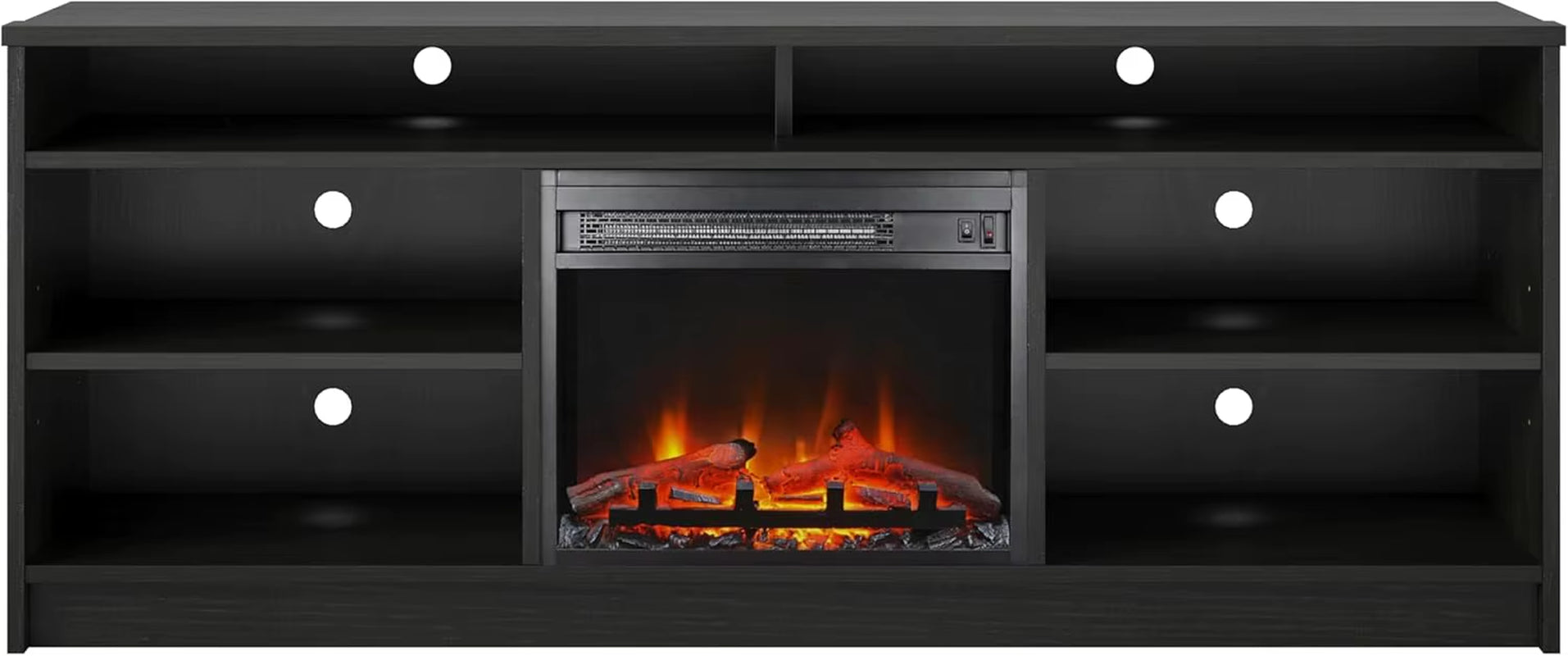 Hendrix Fireplace TV Stand for Tvs up to 65 Inch, Replaceable Electric Fireplace Insert Heater, Realistic Log and Flame Effect,