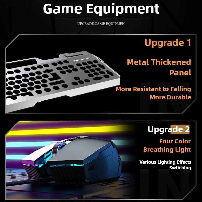 Gaming Wired Keyboard Mouse Combos Set Rainbow Glow Backlight 104 Keys Metal Panel Mechanical Feel Keyboard for Laptop Desktop