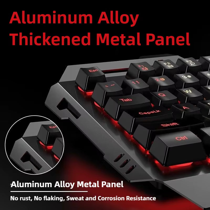 Gaming Wired Keyboard Mouse Combos Set Rainbow Glow Backlight 104 Keys Metal Panel Mechanical Feel Keyboard for Laptop Desktop