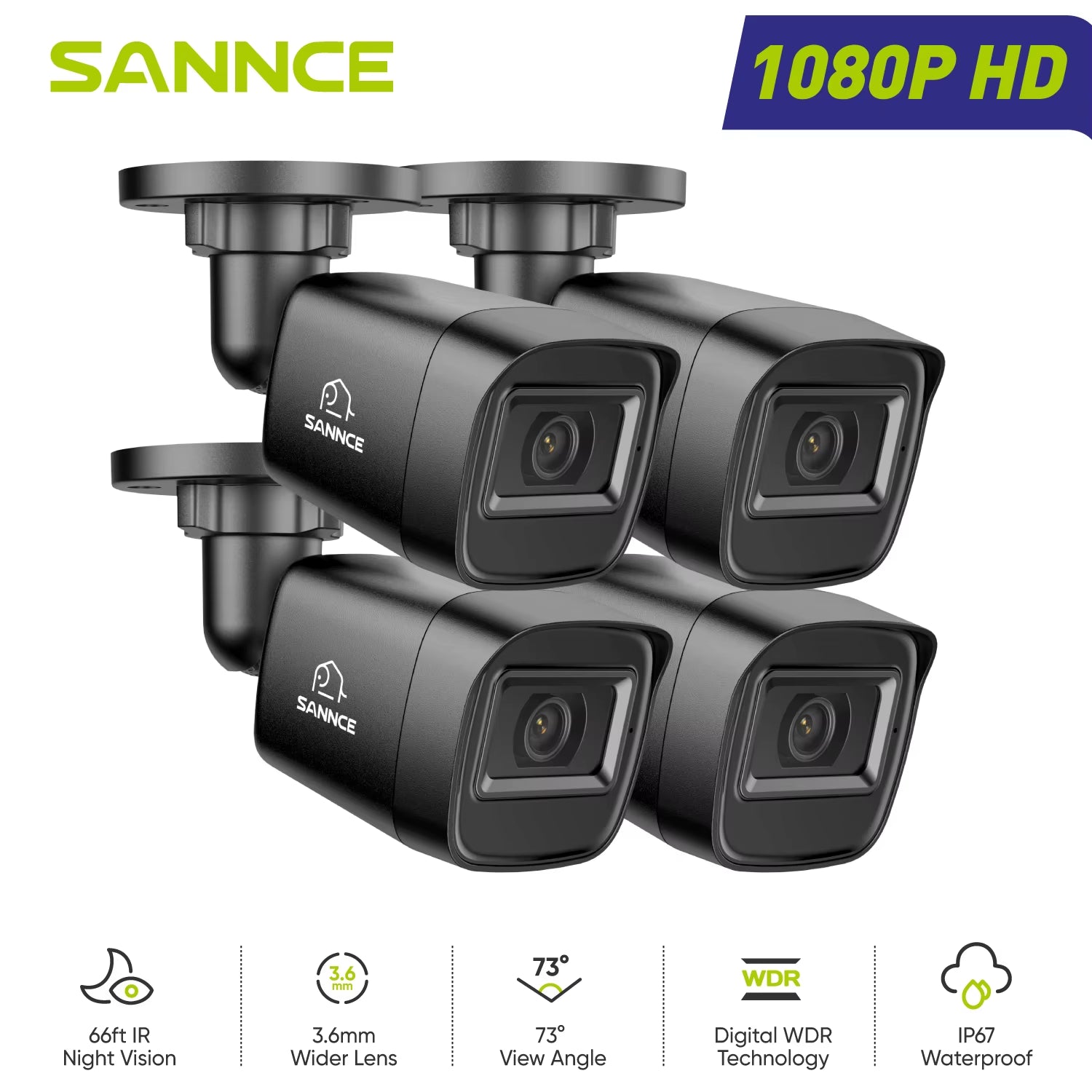 1080P HD TVI Bullet Security Cameras 2/4Pcs Outdoor Night Vision Cameras Home Surveillance Motion Detection Remote Access