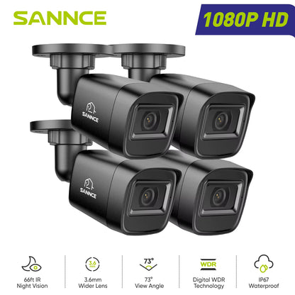 1080P HD TVI Bullet Security Cameras 2/4Pcs Outdoor Night Vision Cameras Home Surveillance Motion Detection Remote Access