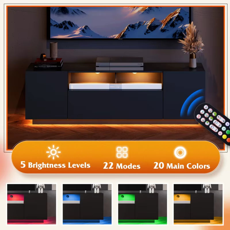 TV Stand for 65 Inch TV Entertainment Center with Storage Cabinet Modern TV Console for Living Room with Ample Storage