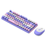 2.4G Wireless Keyboard&Mouse Combo Silent round Keycap Keyboard Bluetooth Rechargeable Computer Laptop 3 Steps 2400 DPI